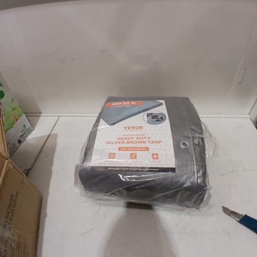 VEVOR HEAVY DUTY MULTIPURPOSE TARP - 20FT X 30FT - SILVER-BROWN (MODEL: YK135-2030-1) image 3