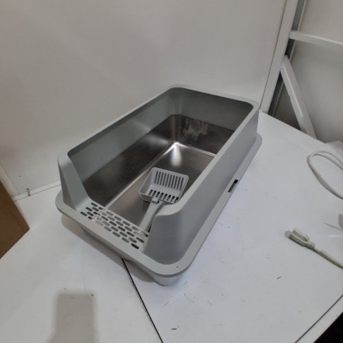 OPEN TOP STEEL CAT LITTER BOX - 14" X 20" - STAINLESS STEEL image 2