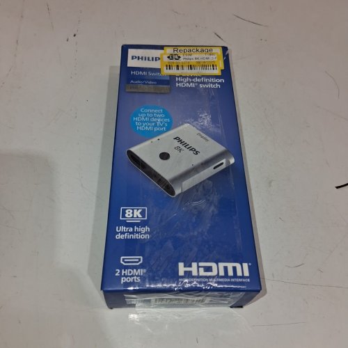 PHILIPS 2 DEVICE HDMI SWITCH - SUPPORTS HD DOLBY 7.1 SURROUND SOUND - 8K @ 60HZ, 4K @ 120HZ - GREY (MODEL: SWV9173GR/37) image 2