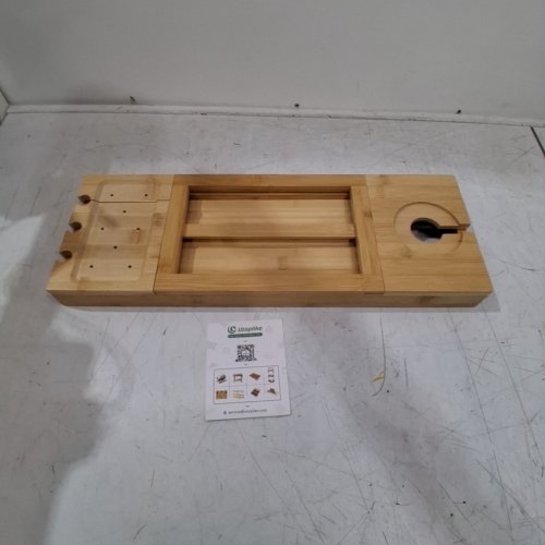 UTOPLIKE EXPANDABLE ADJUSTABLE BAMBOO BATH TRAY - 19.9" - 33.5" X 7.1" - BROWN (MODEL: QZYGJ-SH) image 2