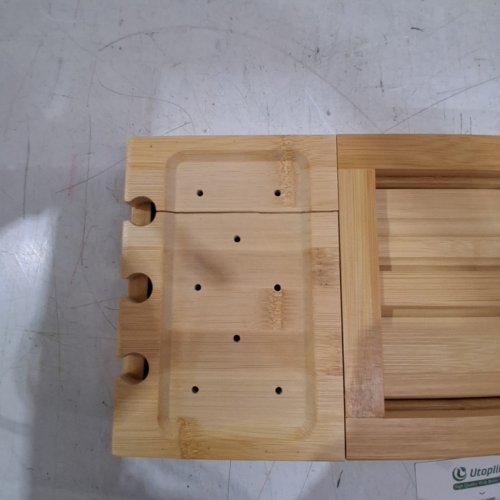 UTOPLIKE EXPANDABLE ADJUSTABLE BAMBOO BATH TRAY - 19.9" - 33.5" X 7.1" - BROWN (MODEL: QZYGJ-SH) image 3