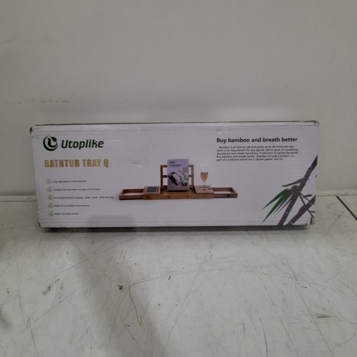 UTOPLIKE EXPANDABLE ADJUSTABLE BAMBOO BATH TRAY - 19.9" - 33.5" X 7.1" - BROWN (MODEL: QZYGJ-SH) image 5