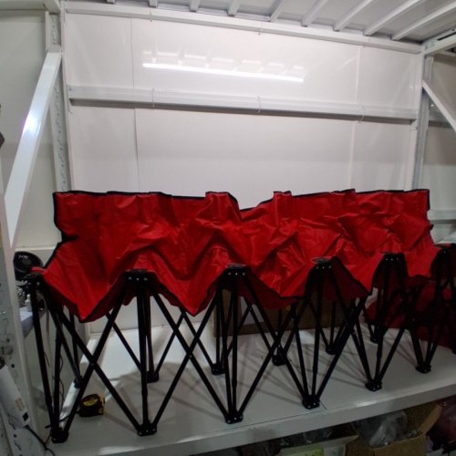 TRADEMARK INNOVATIONS FOLDING PORTABLE SPORTS BENCH - 200LBS CAPACITY PER SEAT - 100"X18" - RED (MODEL: ‎6-SEATER-B-RED) image 2