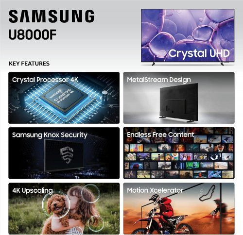 SAMSUNG CLASS CRYSTAL UHD SMART TV - 55" - BLACK (MODEL: UN55U8000HF) image 3