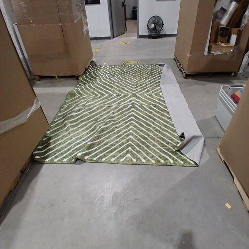 MACHINE WASHABLE LOW-PILE GEOMETRIC AREA RUG - 8FT X 10FT - GREEN AND WHITE image 2