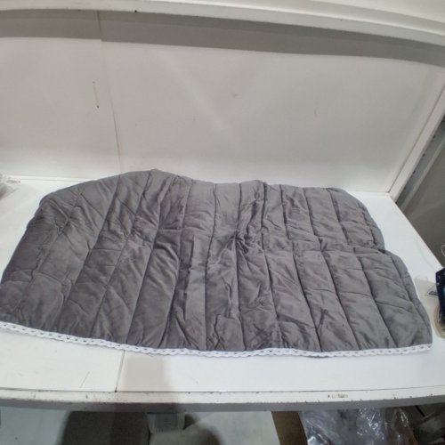 MULTI-PURPOSE PILLOW/CUSHION COVER WITH LACE TRIM -24" X 40" -- GREY/WHITE image 3
