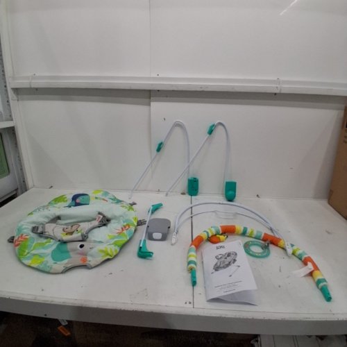 BRIGHT STARTS RAINFOREST VIBES PORTABLE 3-POINT HARNESS BOUNCER WITH TOY-BAR - RAINFOREST VIBES (MODEL: 12227) image 3