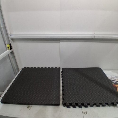 6PK CAP BARBELL DIAMOND-PATTERN EXERCISE MAT - 1/2" THICK - 24" X 24" - BLACK (MODEL: MTIS-1206T) image 2