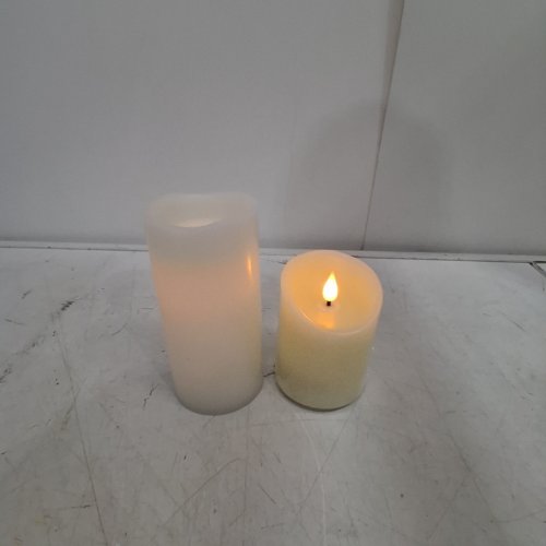 2PC FLAMELESS LED BATTERY CANDLES - 7"/4" - IVORY image 2