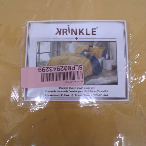 2PC KRINKLE DUVET COVER SET - QUEEN - MUSTARD image 2