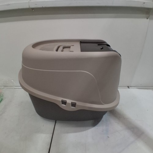 AMAZON BASICS NO MESS HOODED CAT LITTER BOX - LARGE - TAN/GREY image 4