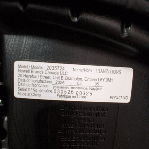GRACO TRANZITIONS 3-IN-1 HARNESS/HIGHBACK/BACKLESS BOOSTER CAR SEAT - 100LBS MAX/CAP - PROOF/BLACK (MODEL: 2035724) image 2
