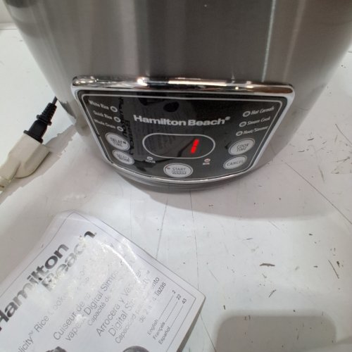 HAMILTON BEACH DIGITAL SIMPLICITY 2-14 CUP RICE COOKER AND FOOD STEAMER - SILVER (37548MN) image 2