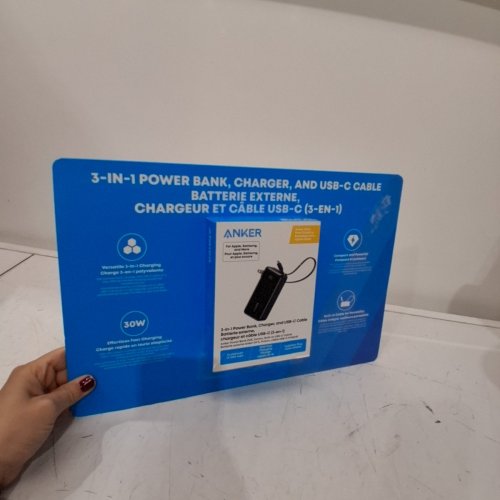 ANKER 3-IN1 10K WIRELESS PORTABLE CHARGER WITH BUILT-IN USB-C CABLE - 30W - 10000MAH - BLACK (MODEL:3431800) image 5