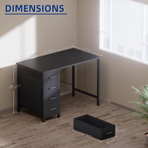 PAMRAY COMPUTER DESK WITH 4 DRAWERS - 32" - BLACK image 8