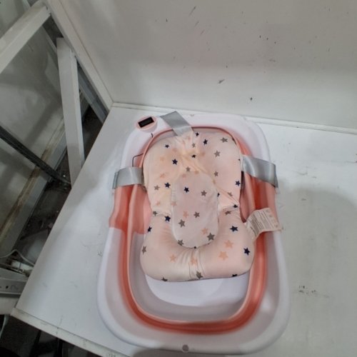 NORDMIEX 4-IN-1 FOLDABLE BABY BATHTUB EAR CAP AND SOFT CUSHION WITH TEMPERATURE SENSOR-33" X 22" X 10.6" - PINK/WHITE (MODEL: YP-A01) image 2