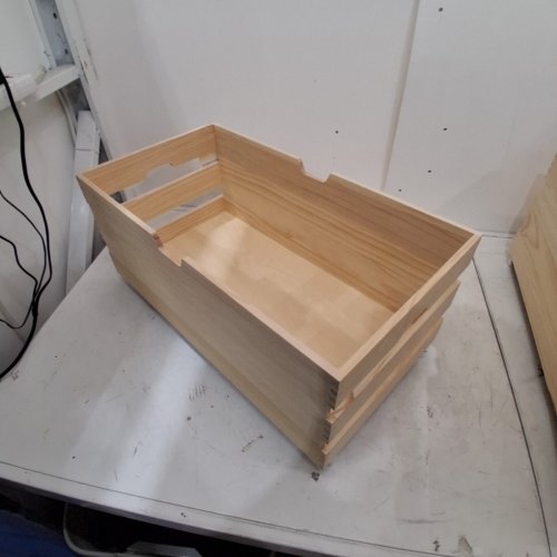 BRIGHTROOM PINE WOOD ROLLING CRATE - 24" X 8.8" X 10.7" - NATURAL WOOD image 2