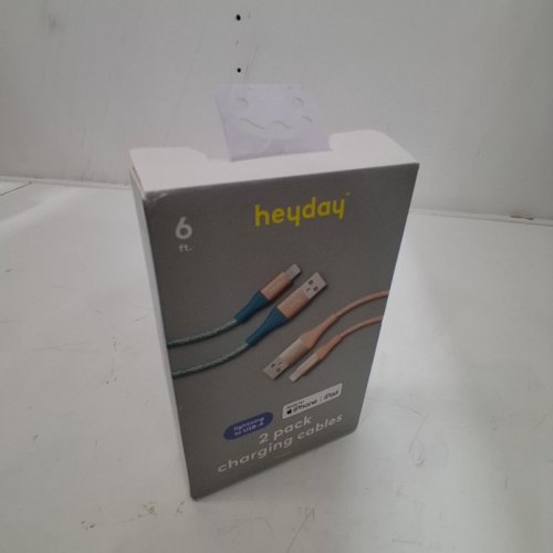 2PC HEYDAY LIGHTNING TO USB-A BRAIDED CHARGING CABLES - 6FT EACH - DEEP SAGE / PEACH image 2