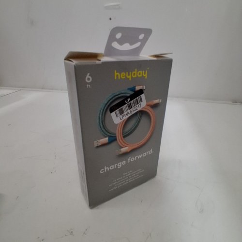 2PC HEYDAY LIGHTNING TO USB-A BRAIDED CHARGING CABLES - 6FT EACH - DEEP SAGE / PEACH image 3