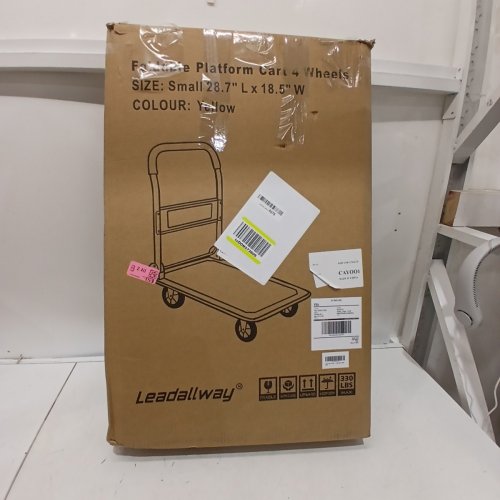 LEADALLWAY FOLDABLE 4 WHEEL PUSH CART - 330LBS CAP - 28.7" X 18.5" - BLACK/YELLOW image 5