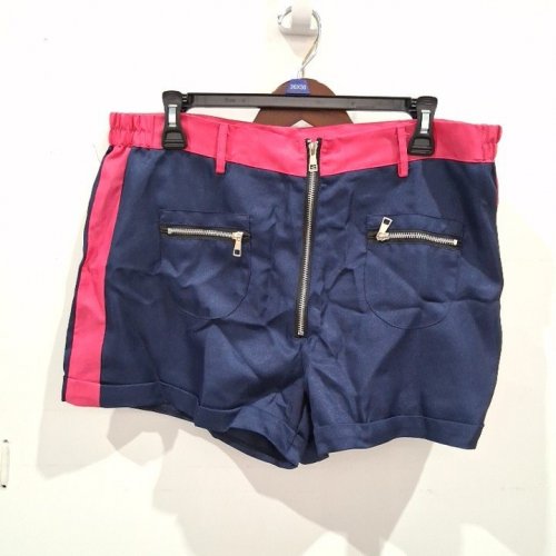WOMEN'S ZIPPER FRONT SHORTS - 36"/3" INSEAM - NAVY / PINK image 2