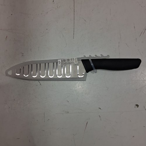 MAINSTAYS STAINLESS STEEL SANTOKU KITCHEN KNIFE - SILVER/BLACK image 2