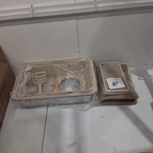 CITYLIFE STAINLESS STEEL ENCLOSED CAT LITTER BOX WITH FLIP-TOP LID - 60L - LARGE 23.6" X 15.8" X 15.4" - BEIGE - (MODEL: 46086546) image 2