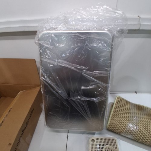 CITYLIFE STAINLESS STEEL ENCLOSED CAT LITTER BOX WITH FLIP-TOP LID - 60L - LARGE 23.6" X 15.8" X 15.4" - BEIGE - (MODEL: 46086546) image 4