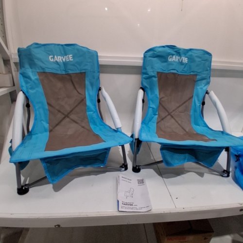 2PK GARVEE HIGH BACK FOLDING BEACH CHAIRS - BLUE (MODEL: PSS_33JLX0N2) image 2