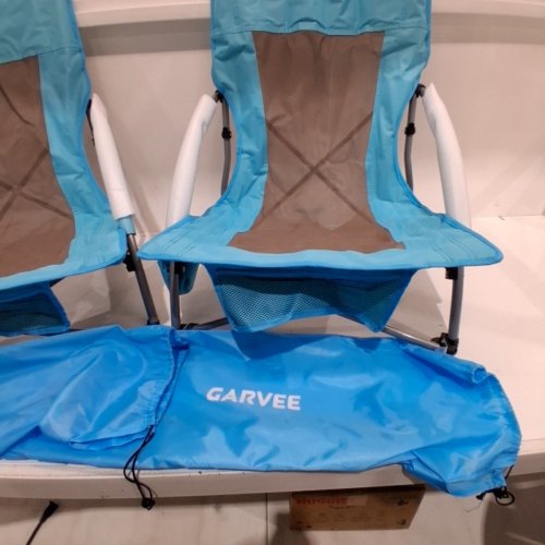 2PK GARVEE HIGH BACK FOLDING BEACH CHAIRS - BLUE (MODEL: PSS_33JLX0N2) image 3
