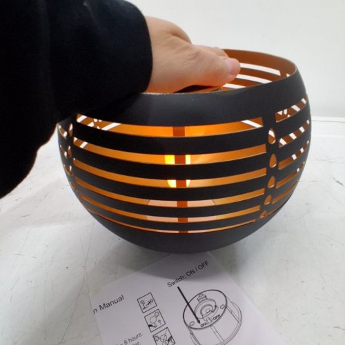 SUNTEK SOLAR FLICKERING FLAME LANTERN OUTDOOR DECORATION TABLE LIGHT - 7.8" - BLACK image 2