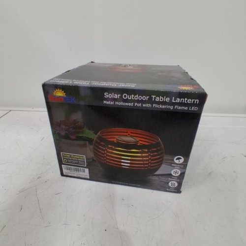 SUNTEK SOLAR FLICKERING FLAME LANTERN OUTDOOR DECORATION TABLE LIGHT - 7.8" - BLACK image 4