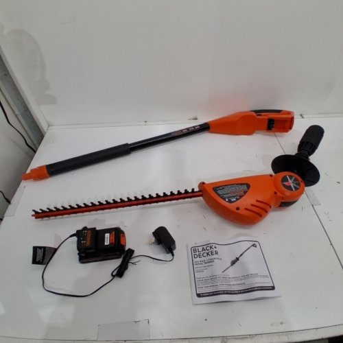 BLACK+DECKER LITHIUM MAX CORDLESS POLE HEDGE TRIMMER - 18" BLADE - 20V - ORANGE (MODEL: LPHT120) image 3