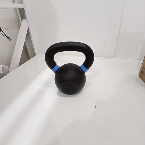 YES4ALL POWDER COATED CAST IRON COMPETITION KETTLEBELL WITH WIDE HANDLES & FLAT BOTTOMS - 26LBS - BLACK/BLUE - (MODEL: SD7M) image 2