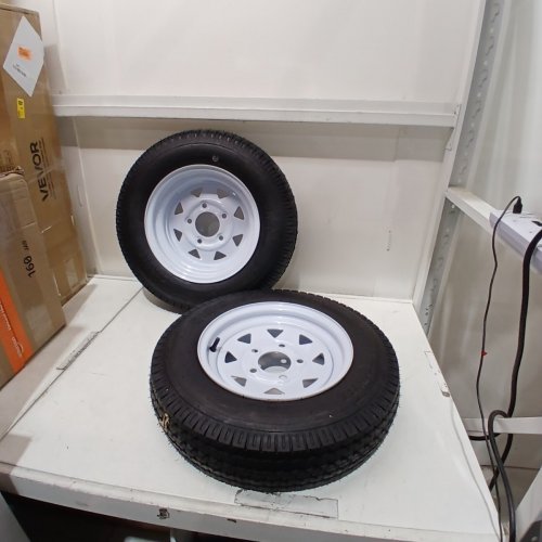 2PK GARVEE LOAD RANGE C TRAILER TIRES WITH 5 LUGS - 6-PLY/ 5.30-12 X 4.5"- BLACK/WHITE image 2