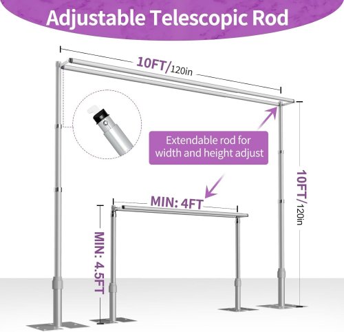 EMART HEAVY DUTY DOUBLE CROSSBAR BACKDROP STAND - 10FT X 10FT - SILVER image 2