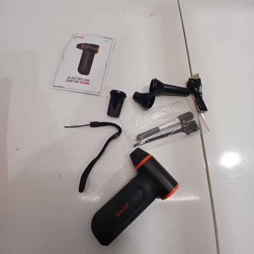JUFING ELECTRIC HIGH SPEED COMPRESSED AIR DUSTER - 5000MAH, 5V 1.5A INPUT - BLACK AND ORANGE (MODEL: X117) image 3