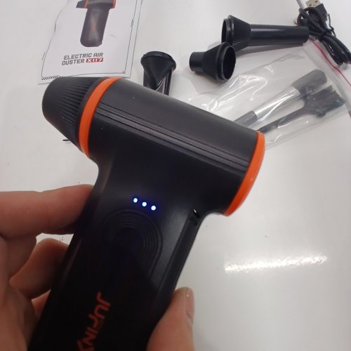 JUFING ELECTRIC HIGH SPEED COMPRESSED AIR DUSTER - 5000MAH, 5V 1.5A INPUT - BLACK AND ORANGE (MODEL: X117) image 4