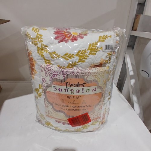 3PC BAREFOOT BUNGALOW TOPANGA QUILTED BED SET - QUEEN SIZE 90" X 90" - FLORAL/BIRDS image 2
