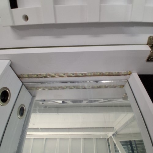 BECKO WOODEN JEWELRY ARMOIRE JEWELRY CABINET WITH LED MIRROR OUTSIDE AND INSIDE- 47" X 14.5" × 3"- WHITE- (MODEL:WGSSG005) image 6