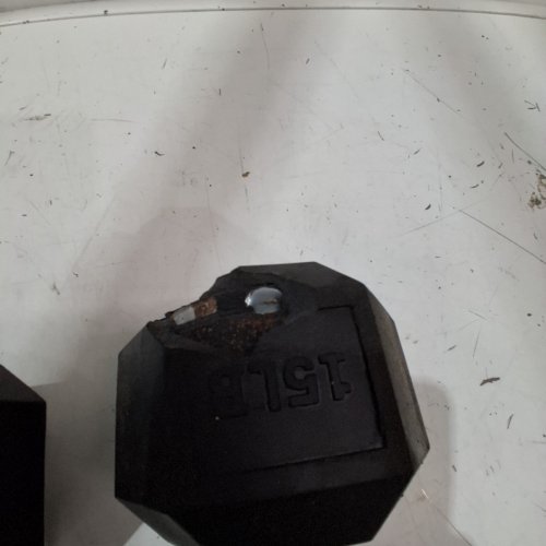 2PK YES4ALL HEX DUMBBELL WITH RUBBER ENCASED GRIP - 15LBS - BLACK image 3