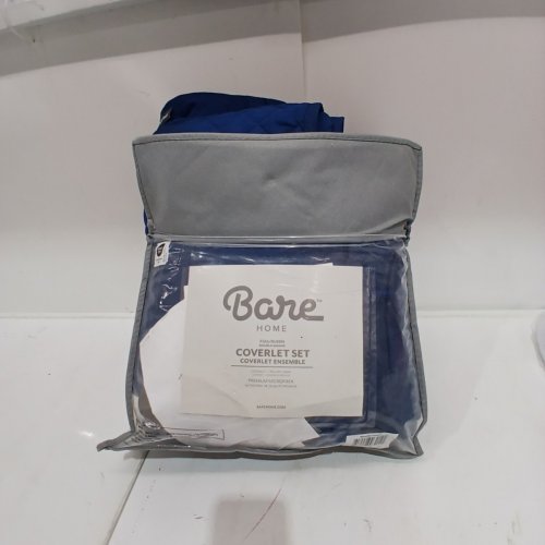 3PC BARE HOME QUILTED COVERLET SET - FULL/QUEEN - 106" X 100" - NAVY BLUE image 5
