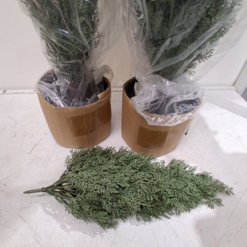 2PK GARVEE ARTIFICIAL POTTED CEDAR TOPIARY TREES - 36" - GREEN/BLACK (MODEL: SM-BS-90) image 4