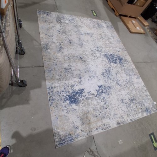 KIGINARA WASHABLE MODERN ABSTRACT LARGE AREA RUG - 9FT X 7FT - BLUE/GREY (MODEL: LJXA-015) image 4