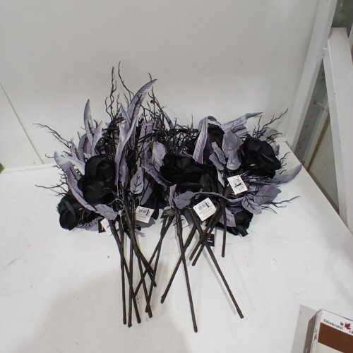 22 ARTIFICIAL FLORAL ROSE AND SPIDER STEM - BLACK AND PURPLE image 3
