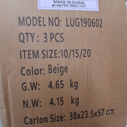 2PC VELAYBOR LIGHTWEIGHT LUGGAGE SET WITH SPINNER WHEELS - 20FT'/18FT' - BEIGE (MODEL- LUG190602) image 2