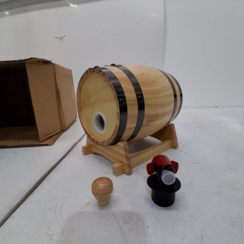 SMALL OAK WINE BARREL WITH STAND - 7" - NATURAL image 2