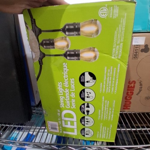 FEIT ELECTRIC WEATHERPROOF LED 24-LIGHT STRING LIGHTS WITH 2 SPARE LIGHTBULBS - 48FT - BLACK (MODEL: 1603293) image 3