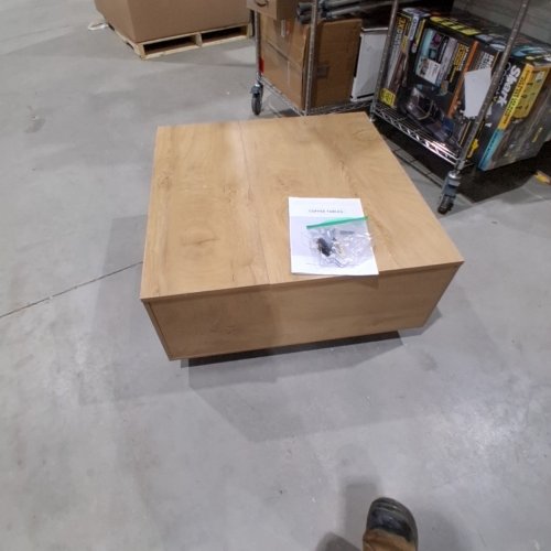 GUNAITO MODERN FARMHOUSE SQUARE LIFT TOP LOW PROFILE COFFEE TABLE WITH STORAGE - 31.5" X 16" - NATURAL WOOD image 2