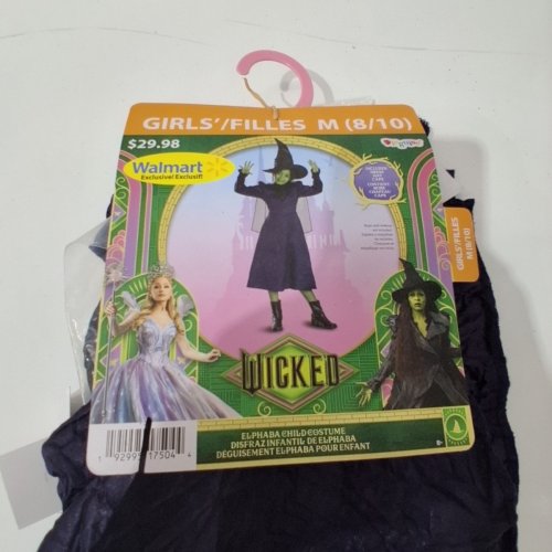 3PC GIRLS DISGUISE WICKED ELPHABA DELUXE COSTUME - MEDIUM 8-10 - PURPLE image 3